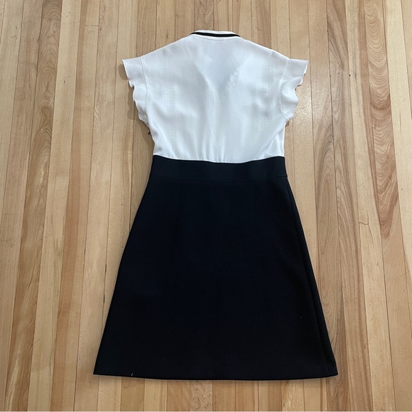 Maje Runo Two-Tone Lace-Inset Mini Dress with Ruffled Cap-Sleeve - Sz 1 (Small) - Picture 4 of 15